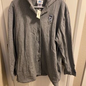 NWT Vtg Disneyland Resort L Jacket Button Hooded Minnie Mouse Gray Coat Large Lg